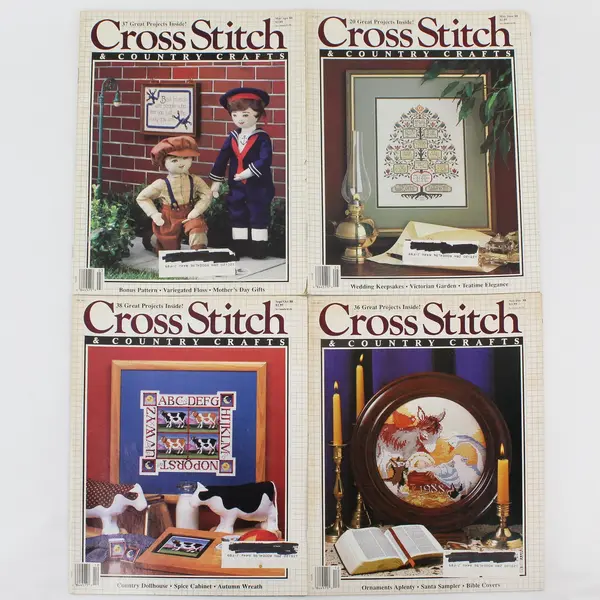 Lot of 4 Vintage 1988 Cross Stitch & Country Crafts Magazines Good