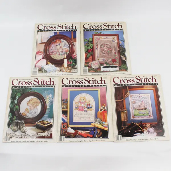Lot of 5 Vintage 1989 Cross Stitch & Country Crafts Magazines Good
