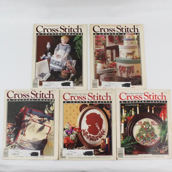 Lot of 5 Vintage 1991 Cross Stitch & Country Crafts Magazines