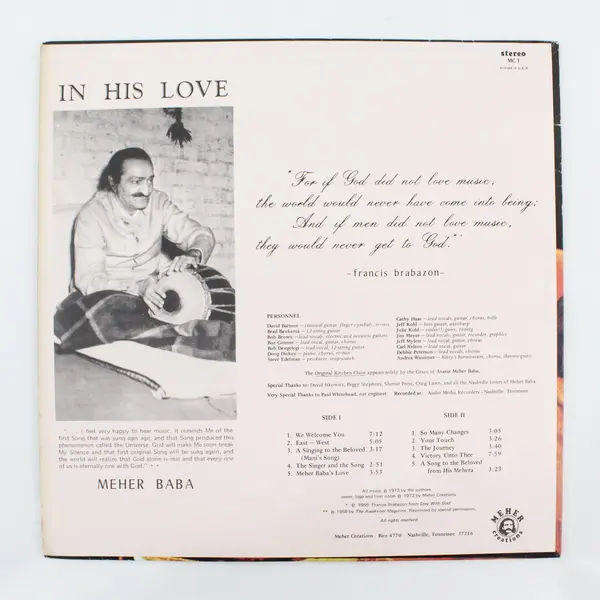 Meher Baba In His Love Meher Creations MC1 Vintage 12" Vinyl LP