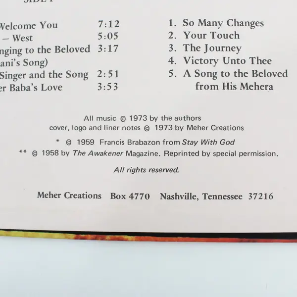 Meher Baba In His Love Meher Creations MC1 Vintage 12" Vinyl LP