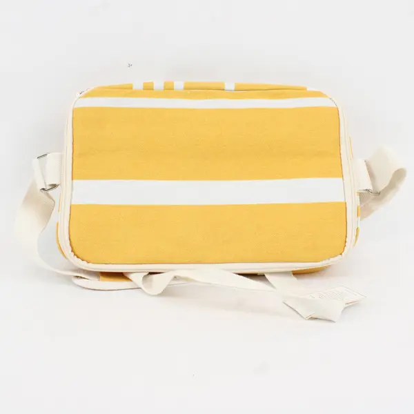 Business & Pleasure Co. Yellow and White Striped Beach Picnic Cooler Bag