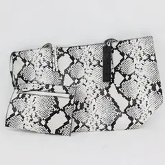 Dot Dash Black White Python Snake Faux Leather Tote Coin Purse