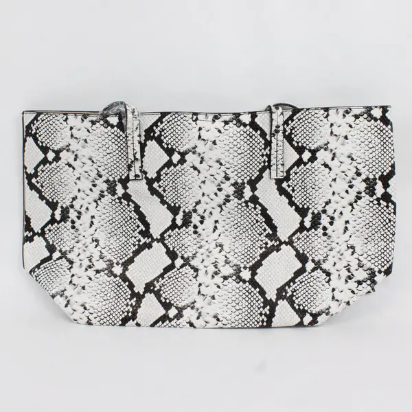 Dot Dash Black White Python Snake Faux Leather Tote Coin Purse