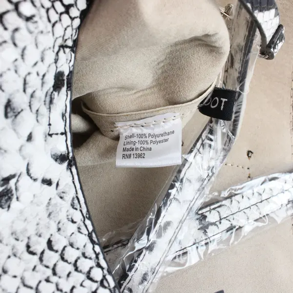Dot Dash Black White Python Snake Faux Leather Tote Coin Purse