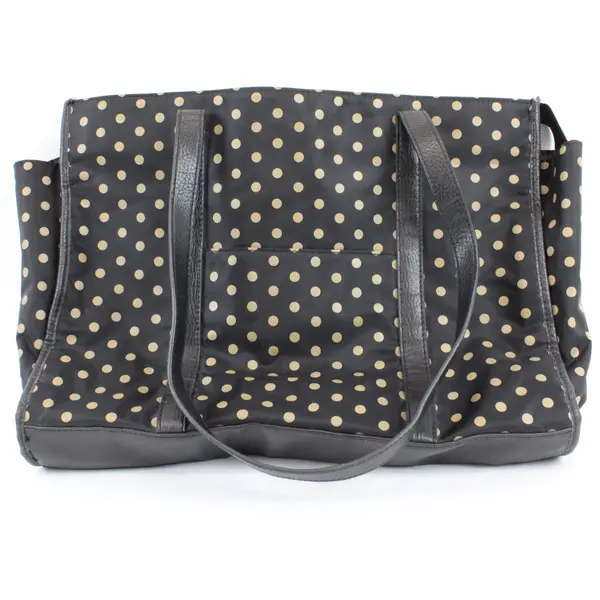Naturalizer Black and Tan Polka Dot Tote Bag Purse 15"