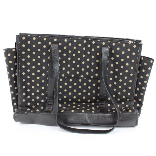Naturalizer Black and Tan Polka Dot Tote Bag Purse 15"