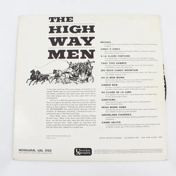 The Highwaymen Vintage 12" Vinyl LP United Artists UAL 3125
