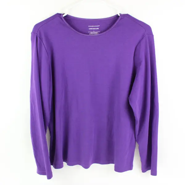 Christopher & Banks Purple Long Sleeve Shirt Layer-Your-Look Cotton Womens Sz L