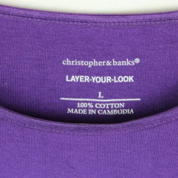 Christopher & Banks Purple Long Sleeve Shirt Layer-Your-Look Cotton Womens Sz L