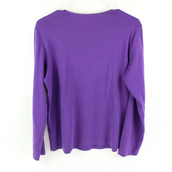 Christopher & Banks Purple Long Sleeve Shirt Layer-Your-Look Cotton Womens Sz L