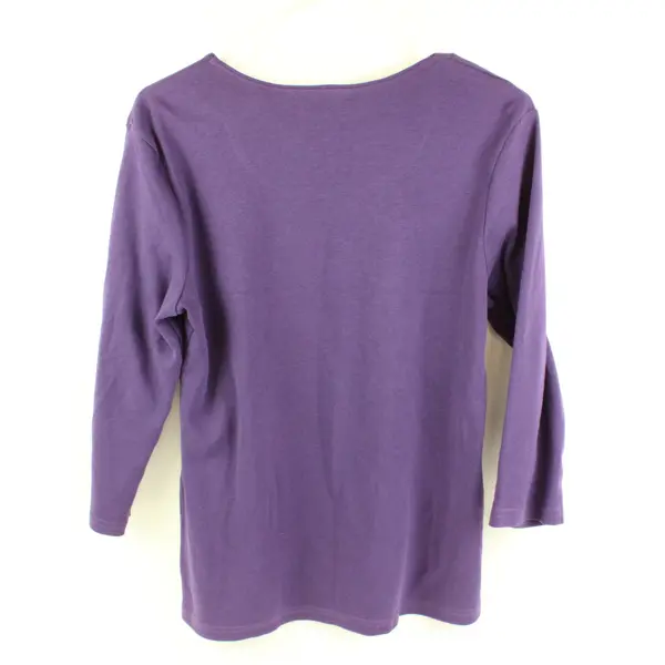 Karen Scott Women's Purple 3/4 Sleeve Cotton Top Petite PM
