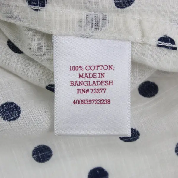 American Heritage White/Navy Polka Dot Long Sleeve Button Up Shirt Womens Size L