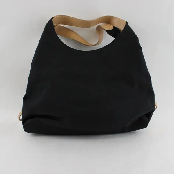 CL America Black Beige Butterfly Textile Shoulder Bag Faux Leather Accents