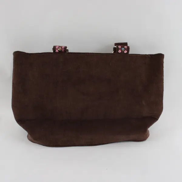 Y2K-Style Small Bedazzled Sequined Brown Corduroy Handbag Purse