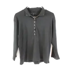 MAR TEE NI Women's Black Collared Long Sleeve Shirt Sz M