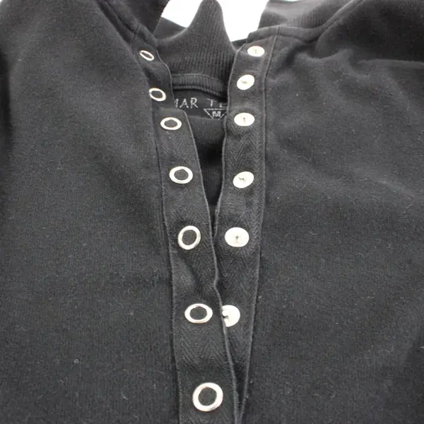 MAR TEE NI Women's Black Collared Long Sleeve Shirt Sz M