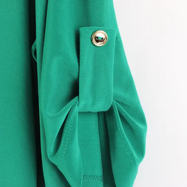 PerSeption Concept Womens Green Roll Tab Long Sleeve Blouse Top Size L
