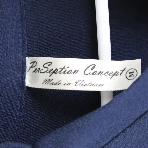 PerSeption Concept Womens Navy Henley Top Long Sleeve Tab Roll Size M