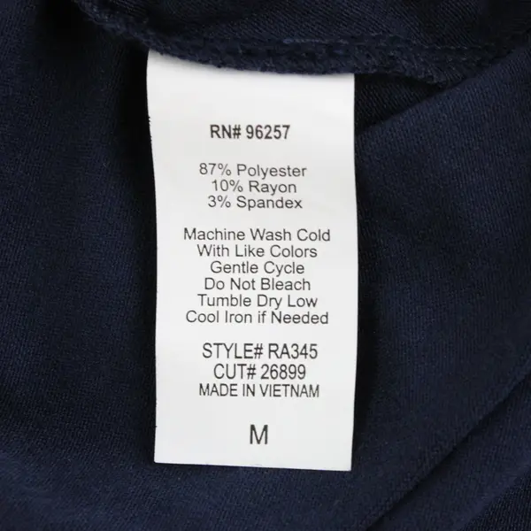 PerSeption Concept Womens Navy Henley Top Long Sleeve Tab Roll Size M