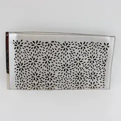 Silver Faux Leather Cutwork Clutch Purse