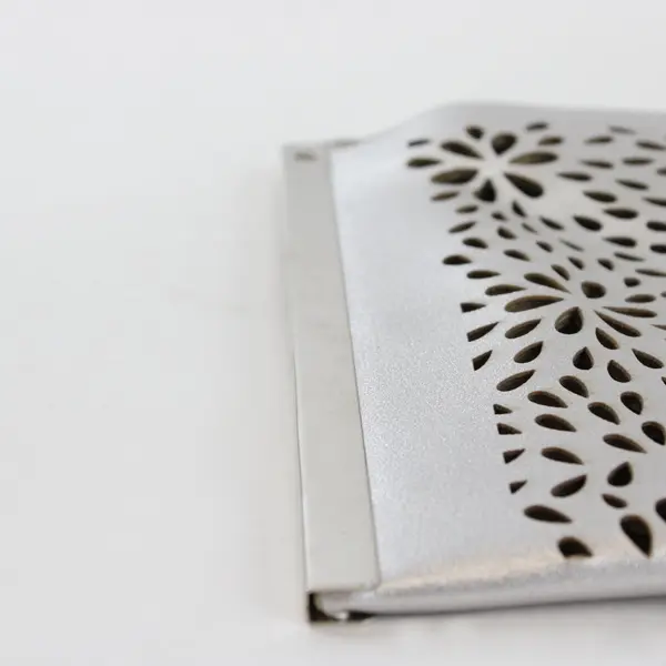 Silver Faux Leather Cutwork Clutch Purse