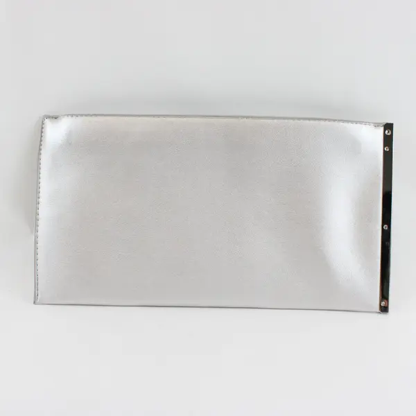 Silver Faux Leather Cutwork Clutch Purse