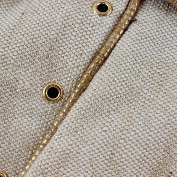 Off-White Fabric Shoulder Bag Gold Faux Alligator Trim