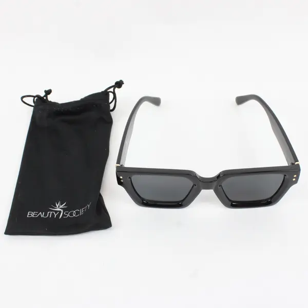 Beauty Society Women's Black Frame Sunglasses w/ Black Bag Case