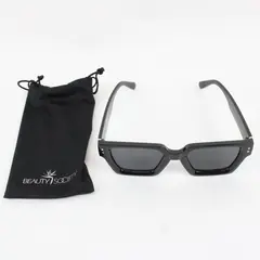 Beauty Society Women's Black Frame Sunglasses w/ Black Bag Case