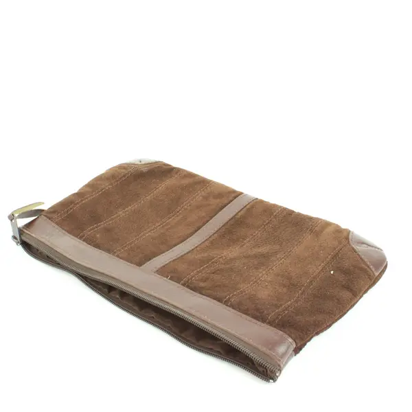 Vintage Brown Suede Leather Accent Clutch Bag Unbranded
