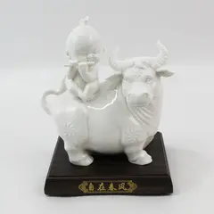 Blanc De Chine Free Spring Breeze Porcelain Statue Child  On Water Buffalo