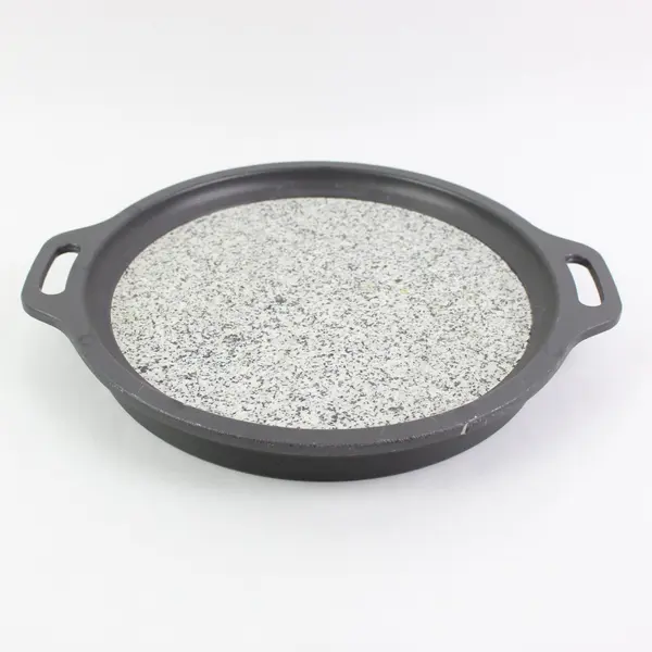 Natural Granite Pizza Stone Speckled Gray Dual Handle 11.5 x 10 x 1.5