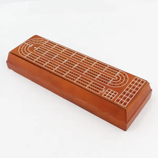 Wood Cribbage Board With Poker Chips Dice And Cards Incomplete