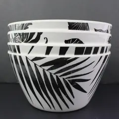 Isaac Mizrahi 4pc Melamine Bowl Set Black White Botanical Leaf Floral