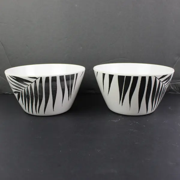 Isaac Mizrahi 4pc Melamine Bowl Set Black White Botanical Leaf Floral