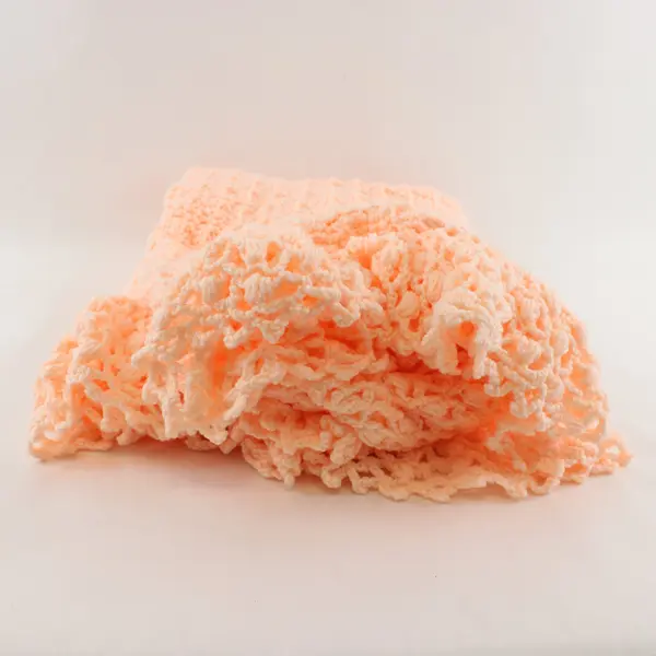 Handmade Peachy Pink Throw Blanket Waffle Stitch Ruffled Border Unbranded