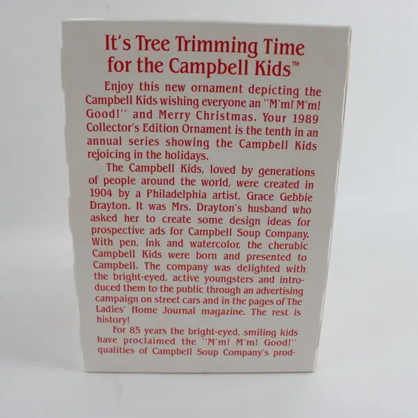 Vintage 1991 Campbell Soup Christmas Ornament in Original Box 