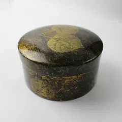 Vintage Unbranded Black Gold Leaf Lacquer Lidded Container