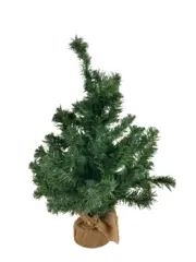 Small 25" Artificial Tabletop Christmas Tree with Burlap Base Pine Greenery