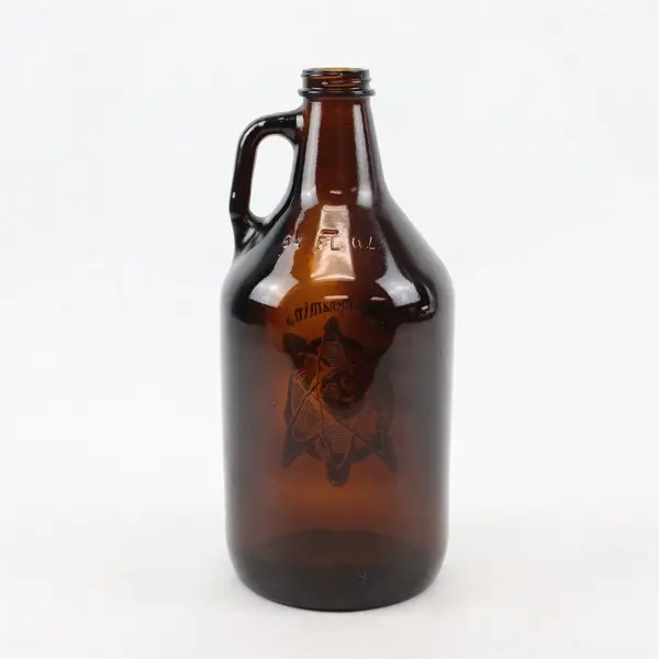 McMenamins 64oz Dark Brown Glass Growler Atom Logo Beer Bottle