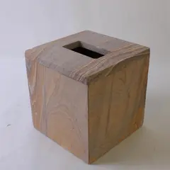 Beige Solid Stone Tissue Box Cover 