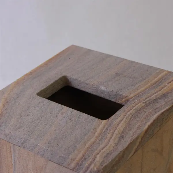 Beige Solid Stone Tissue Box Cover 