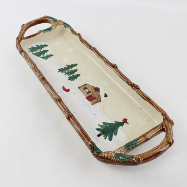 Vintage St Nicholas Square Heartland Relish Candy Tray Rustic Christmas
