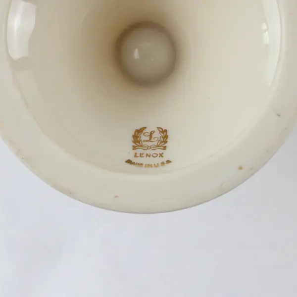Lenox Ivory Porcelain Candle Holders Set of 2 Gold Trim