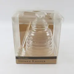World Market Clear Glass Honey Jar w/ Bee Topper & Honey Dipper