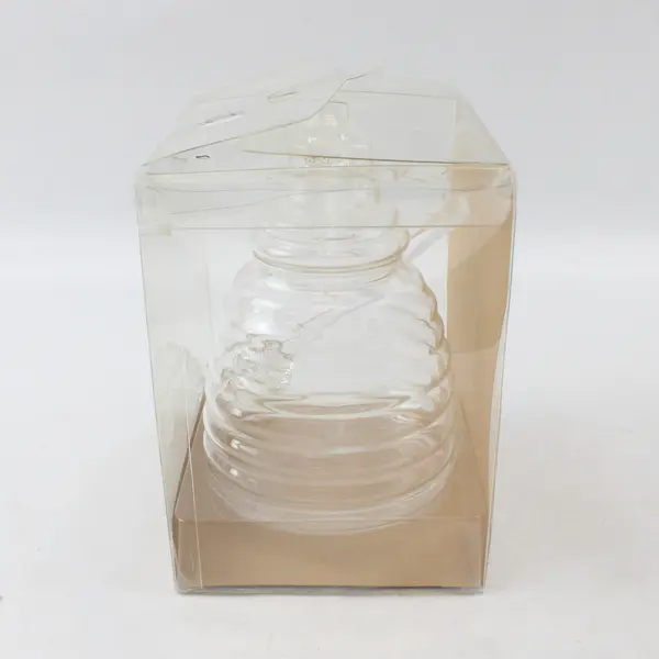 World Market Clear Glass Honey Jar w/ Bee Topper & Honey Dipper