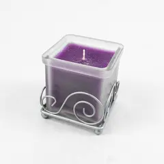 Colonial Candle Cape Cod Frosted Glass Square Candle w/ Wire Stand 6.5 oz