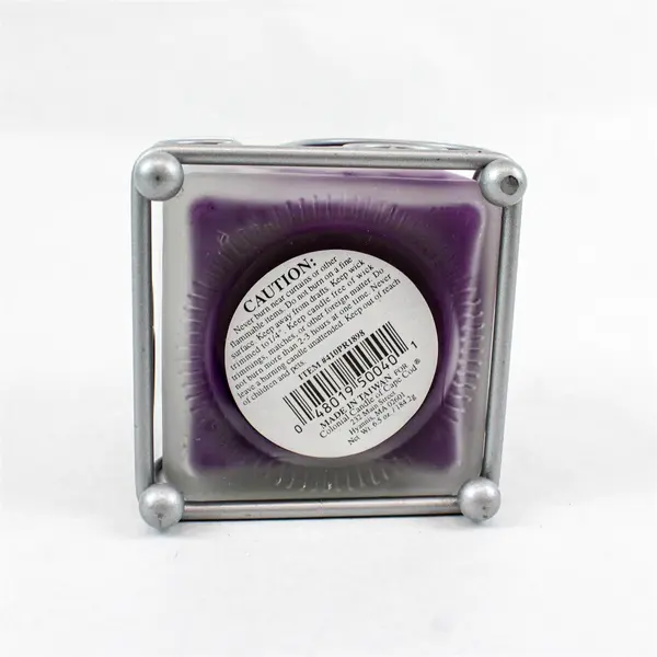Colonial Candle Cape Cod Frosted Glass Square Candle w/ Wire Stand 6.5 oz