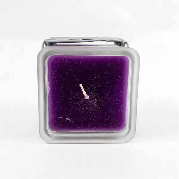 Colonial Candle Cape Cod Frosted Glass Square Candle w/ Wire Stand 6.5 oz